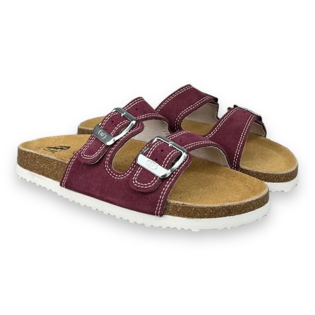 Dívčí kožené pantofle Best Feet - bordo