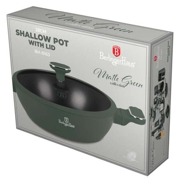 BERLINGERHAUS Kastrol s titanovým povrchem a poklicí 28 cm Matte Green Collection BH-8163