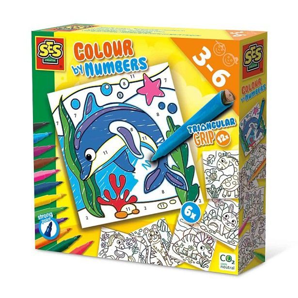 SES Vybarvování zvířátek podle čísel fixy s trojúhelníkovým úchopem