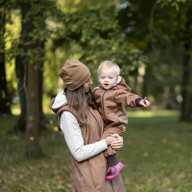 ESITO Rostoucí zimní softshellová kombinéza Lamb Brown - hnědá
