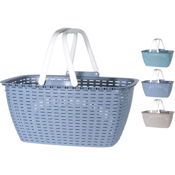 košík nákup.43x30x21,5cm RATAN, 3barvy, plast