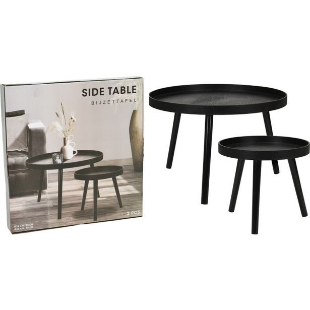 HOMESTYLING Odkládací stolek sada 2 ks borovice černá KO-KR8200300