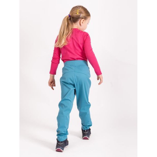 Unuo, Dětské softshellové kalhoty bez zateplení pružné Sporty, Smaragdová