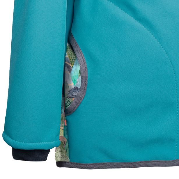 Unuo, Dětská softshellová bunda s fleecem, Sv. Smaragdová, Kouzelné stromy