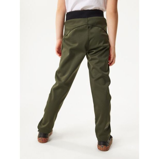 Unuo Dětské softshellové kalhoty s fleecem pružné Sporty, Khaki