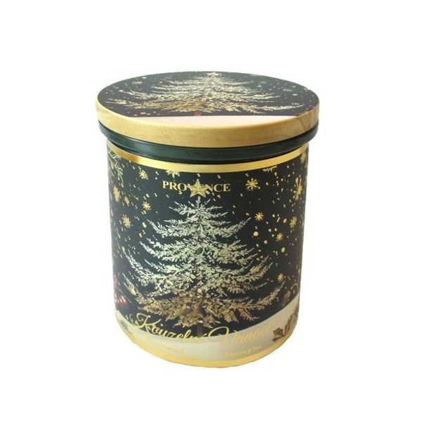 Provence SVÍČKA VE SKLE VÁNOČNÍ S VÍČKEM 8X10CM 240G ZELENÁ_hamashop