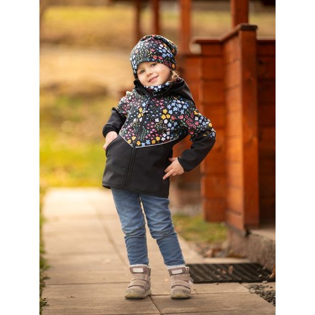 Unuo, Dětská softshellová bunda s fleecem Slim, Černá, Zahrada