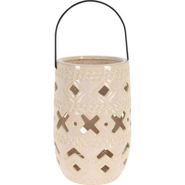 PROGARDEN Keramická lampa 23 cm s rukojetí béžová KO-095202930bezo