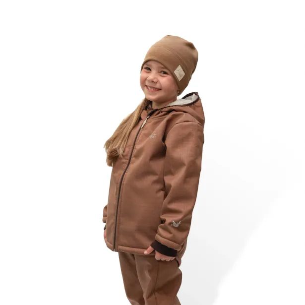 ESITO Dětská zimní softshellová bunda s beránkem Brown - hnědá / 92