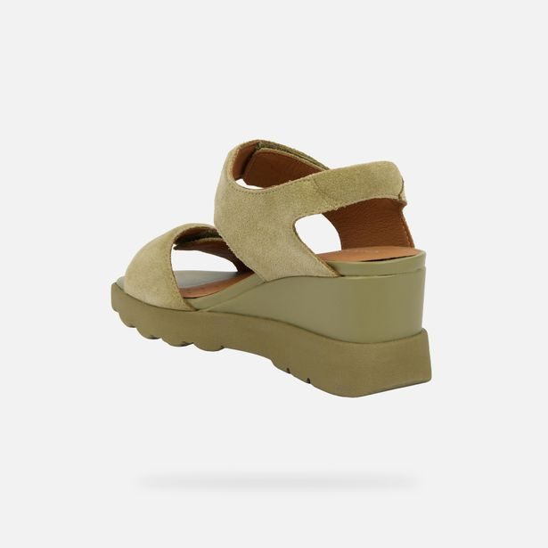 Khaki dámská obuv na klínku Geox Spherica EC6