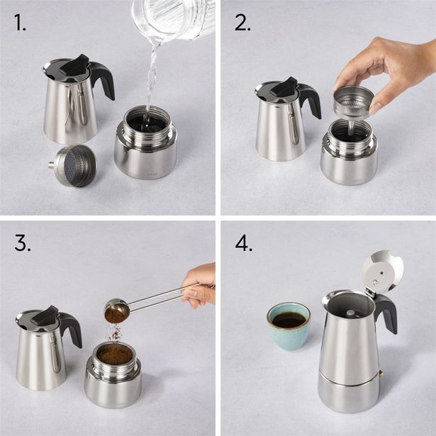 Barista moka konvička na 4 šálky kávy, 200 ml, nerezová ocel