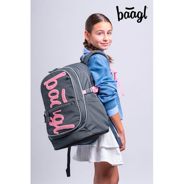 BAAGL SET 3 Core Logo růžový: batoh, penál, sáček GRS