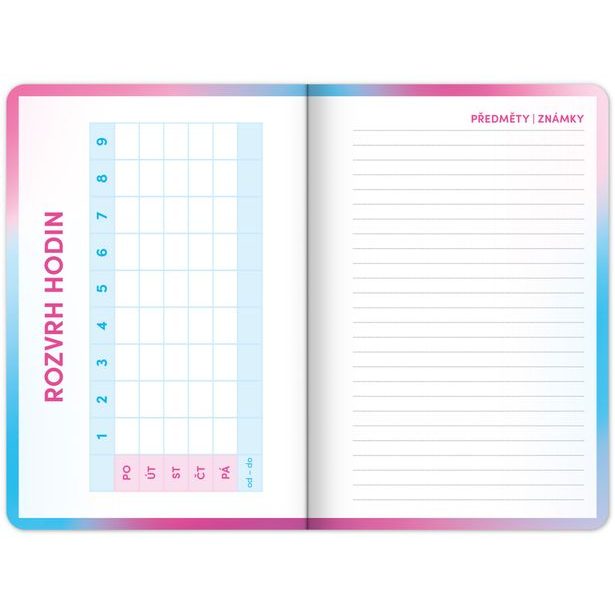 NOTIQUE Školní diář Růžový (září 2025 – prosinec 2026), 9,8 x 14,5 cm
