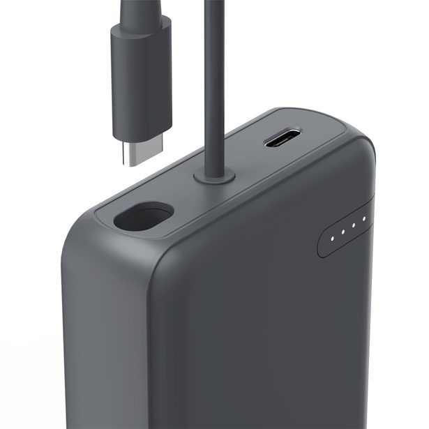 Hama Travel, powerbanka 10000 mAh, 3 A, výstup: 2x USB-C, s integrovaným kabelem