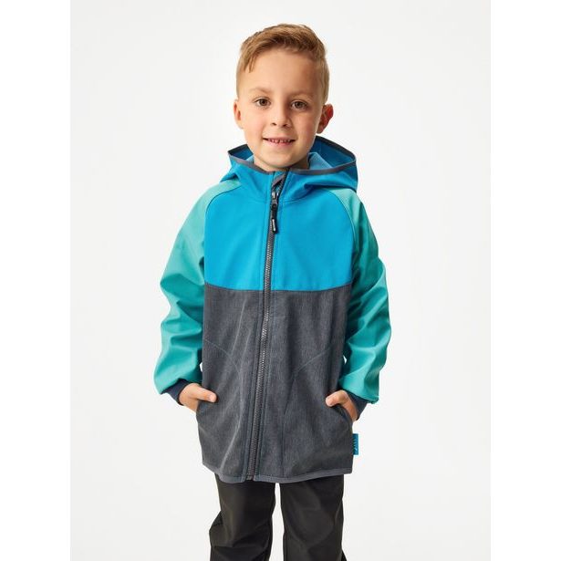 Unuo, Dětská softshellová bunda s fleecem Basic, Multicolor Tyrkysová