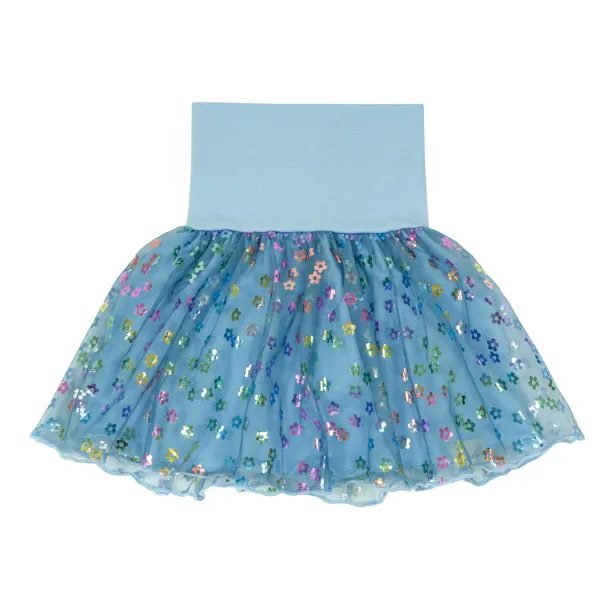 ESITO Dívčí kolová sukně Flower tulle - modrá