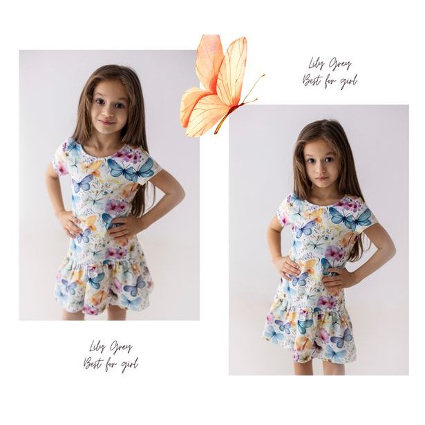 Dívčí šaty Lily Grey motýlci