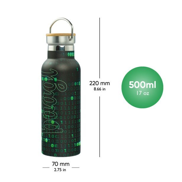 BAAGL Termoláhev s bambusovým víčkem Numbers, 500 ml