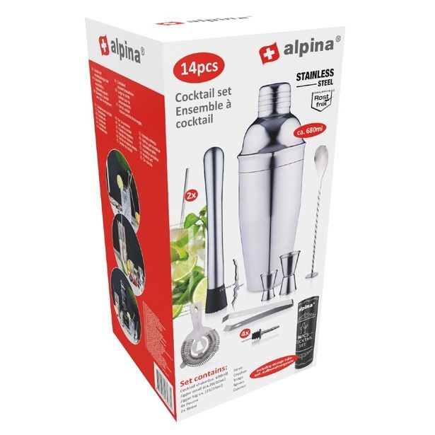 ALPINA Barmanská sada shaker nerez ocel 14 ks ED-247473