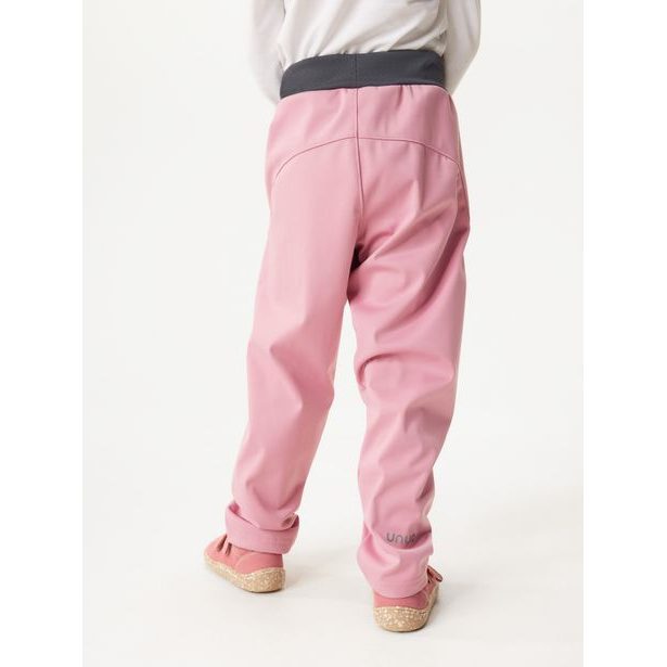 Unuo Dětské softshellové kalhoty bez zateplení pružné Sporty, Starorůžová