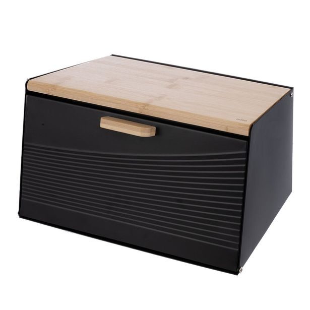 O Chlebovka plech/bambus 35,5x21,5x21 cm BLACK