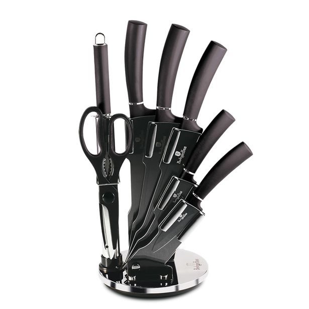 BERLINGERHAUS Sada nožů ve stojanu s nepřilnavým povrchem 8 ks Carbon PRO Line BH-2685