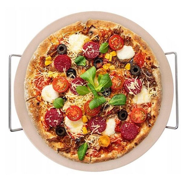 EXCELLENT HOUSEWARE Pizza kámen do trouby nebo na gril s rukojeťmi 33 cm KO-404001340