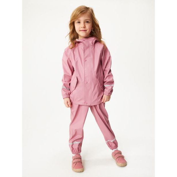 Unuo Dětská nepromokavá bunda s fleecem, Starorůžová
