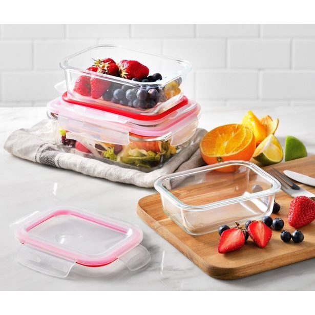 BERGNER Dóza na potraviny skleněná se zaklapovacím víkem 1,5l BG-25026-RD