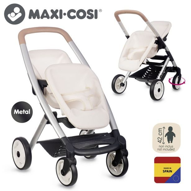 Sportovní kočárek pro panenky dvojčata Maxi Cosi béžový