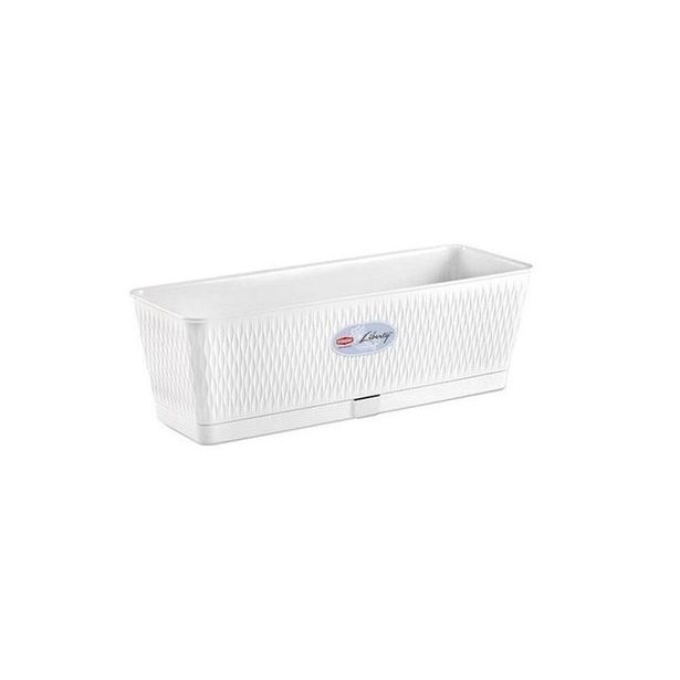 truhlík 50cm bílý LIBERTY+miska, š18xv16cm, plast