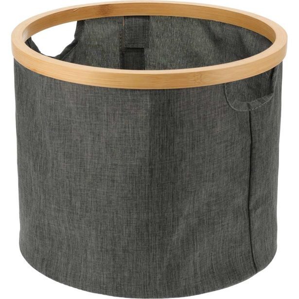 BATHROOM SOLUTIONS Koš úložný na prádlo s bambusovým okrajem kulatý 30 x 25 cm KO-170495150