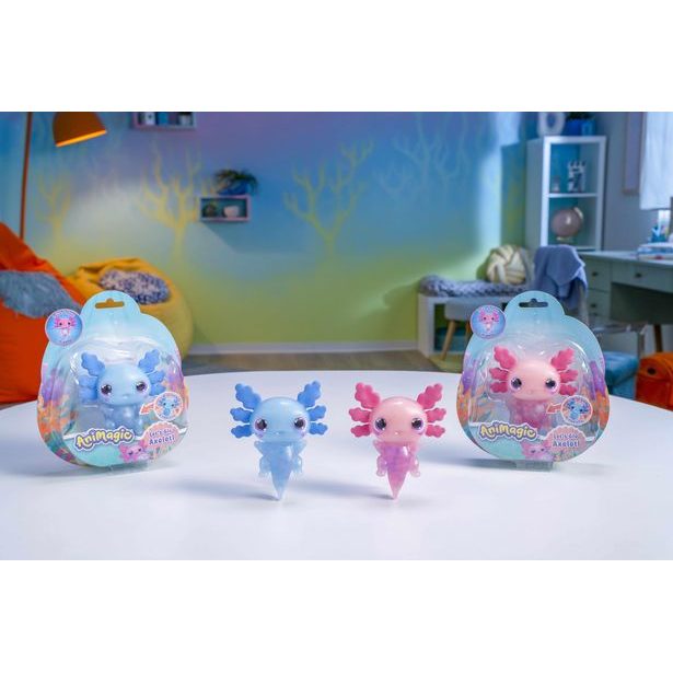 ANIMAGIC Svítící Axolotl do vody - modrý