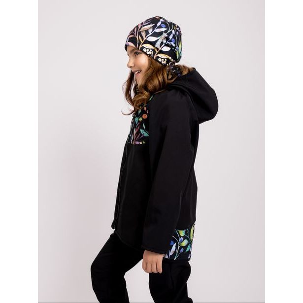 Unuo, Dětská softshellová bunda s fleecem Basic, Černá, Podzimní bobule