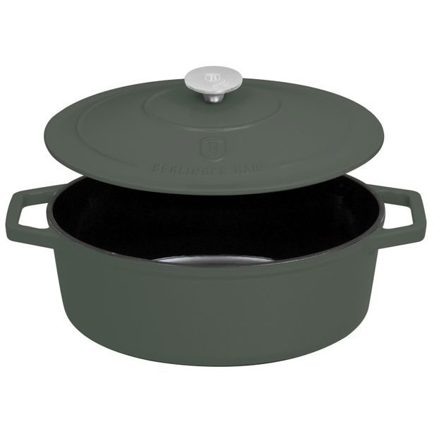 BERLINGERHAUS Pekáč litinový s poklicí 30 cm Matte Green Collection BH-6545