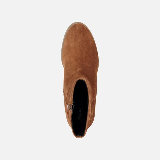 Hnědá dámská kotníková obuv Geox Elidea Wedge