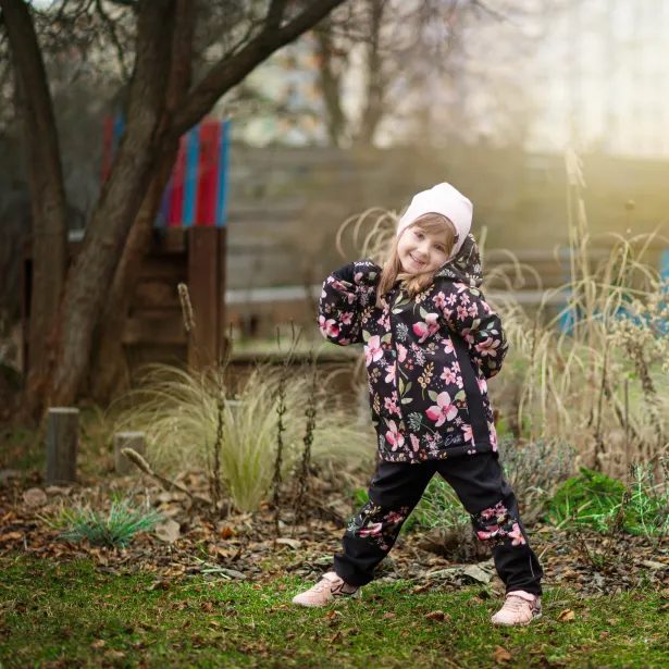 ESITO Rukavice softshell bezpalcové Spring flowers - černá