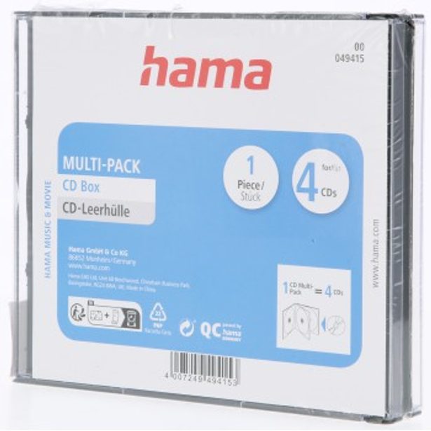 Hama CD Multi-Pack, obal na 4 CD/DVD, průhledný/černý