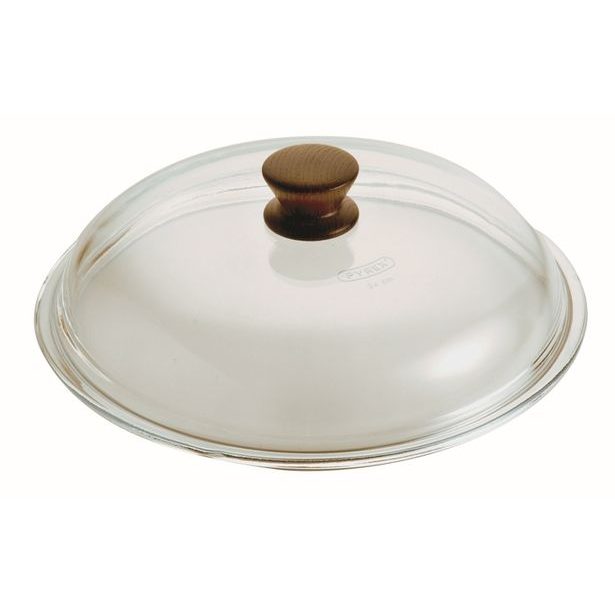 poklice d20cm, TITANIO-PYREX sklo, vč. dřev. úchytu