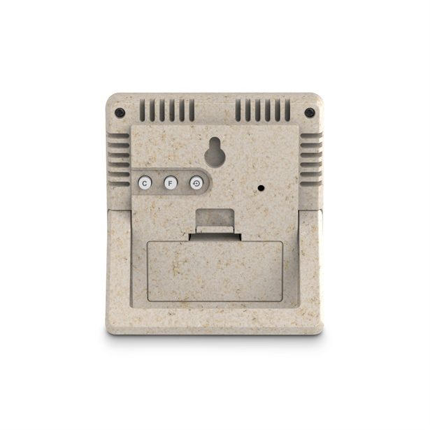 Hama Ponzo, digitální teploměr/vlhkoměr, vnitřní, z pšeničné slámy a bio plastu, béžový