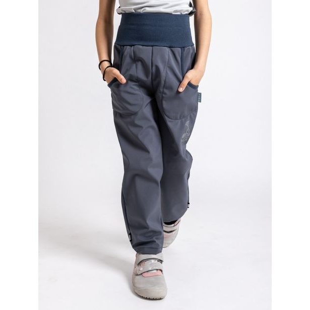 unuo softshellové kalhoty bez zateplení Antracitové + reflexní obrázek Evžen (Softshell kids trousers)