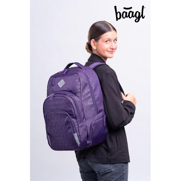 BAAGL SET 3 Coolmate Plum: batoh, penál, sáček