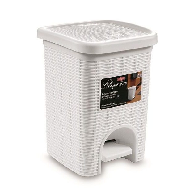 koš odp. 6l pedál.bílý,ratan, 28x20,5x20,5cm