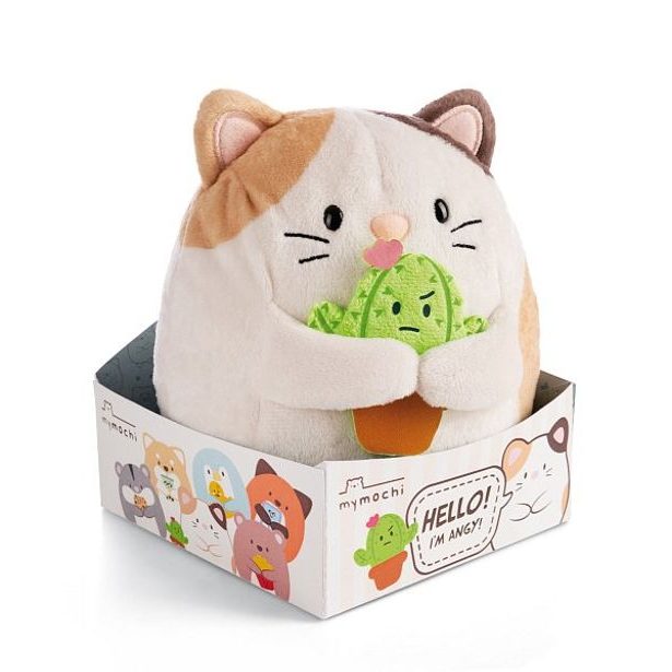 NICI NICI plyš MyMochi Kočička Angy 16cm s kaktusem v dárkovém balení, 11x12x6,5cm