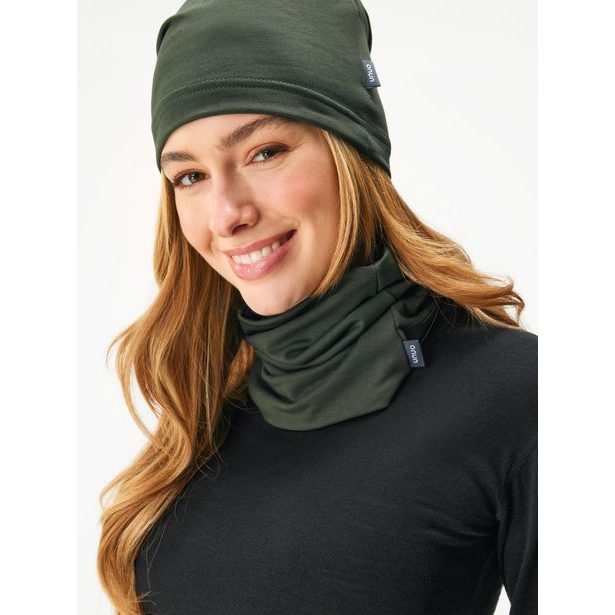 Unuo Dámský nákrčník z teplákoviny Basic, Tm. Khaki