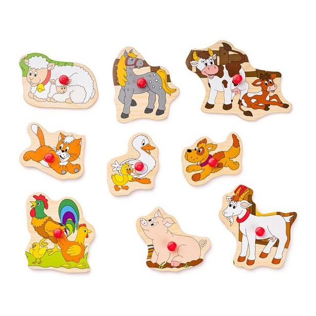 Puzzle na desce - zvířata u statku