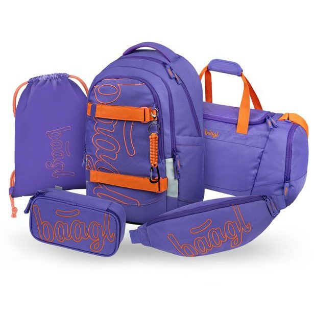 BAAGL SET 5 Skate Max Orange: batoh, penál, sáček, sportovní taška, ledvinka GRS