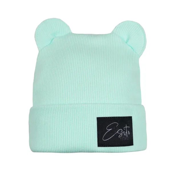 ESITO Zimní žebrovaná čepice s oušky Color Mint - mintová