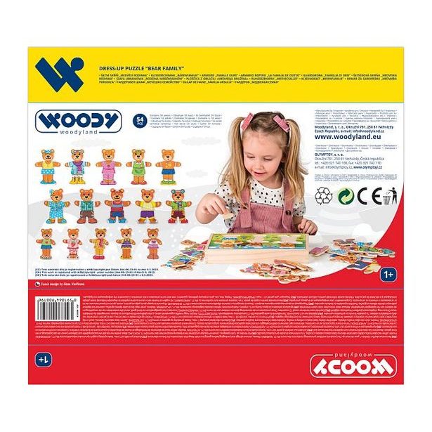 WOODY Šatní skříň - Oblékni si svou medvědí rodinku