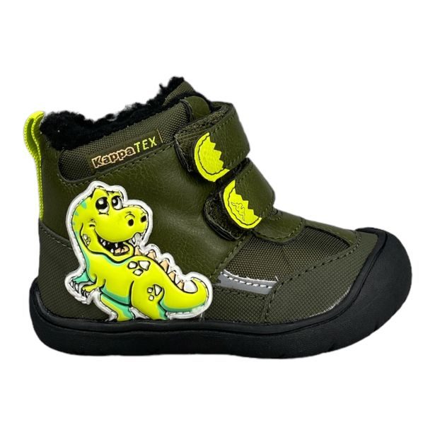 Kappa dětské zimní boty s kožíškem a dinosaurem zelené